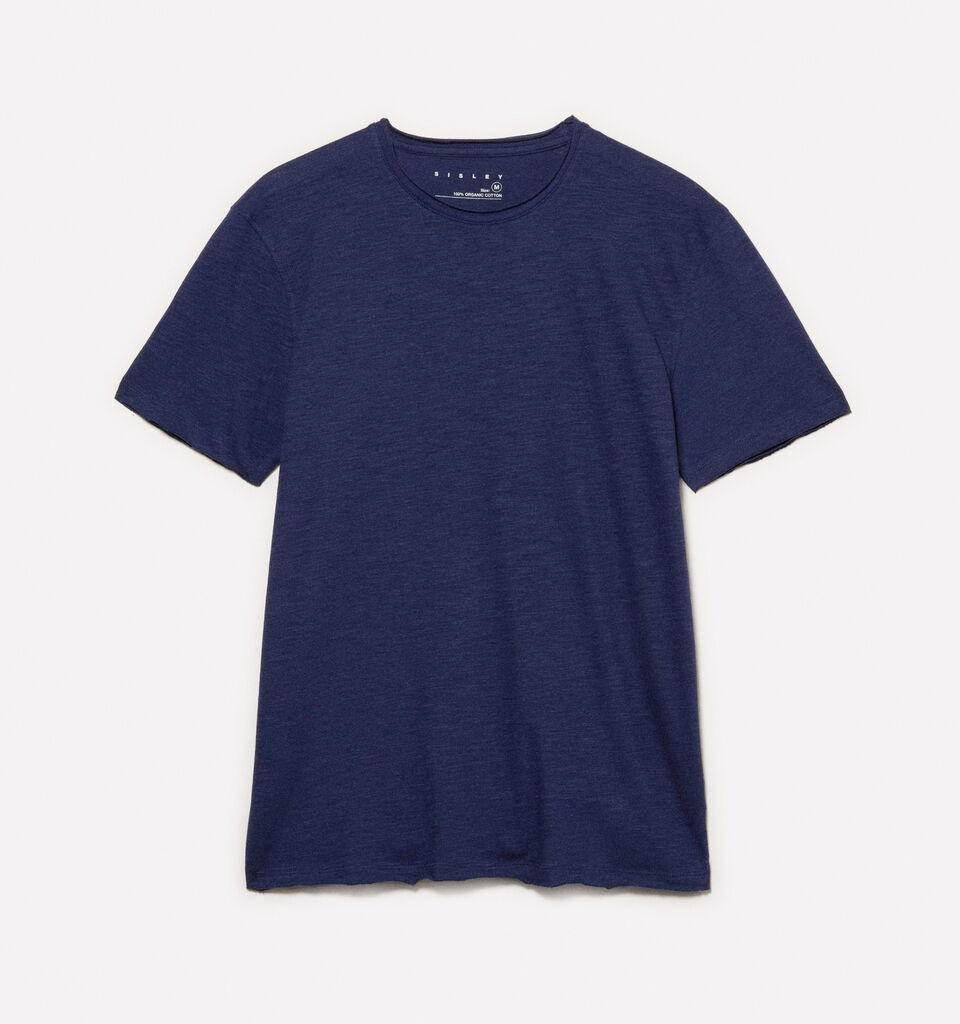 Blue slim fit short sleeve t-shirt - men's short sleeve t-shirts - Dark Blue | Sisley image number 1